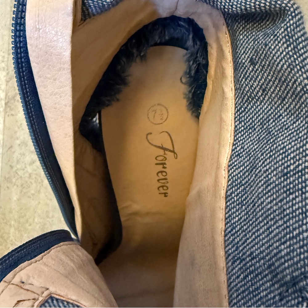 Forever 21 Blue Denim Peep-Toe Boots - Picture 8 of 8